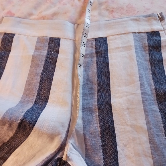 J Crew Blue & White Stripe 100% Linen Point Sur Shorts - Picture 5 of 8